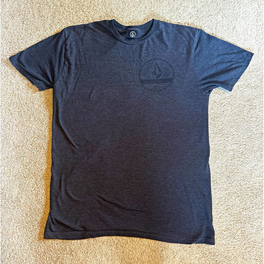Volcom Mens Gray Logo Tee Crew Neck Short Sleeve Regular Size L Solid
